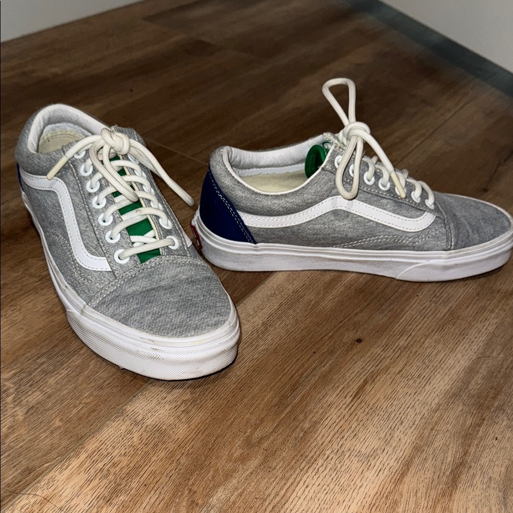 Vans Gray and Blue Sneakers with White Accents